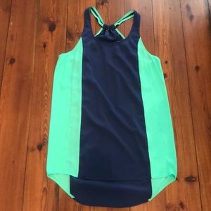 Navy and green hi-low dress